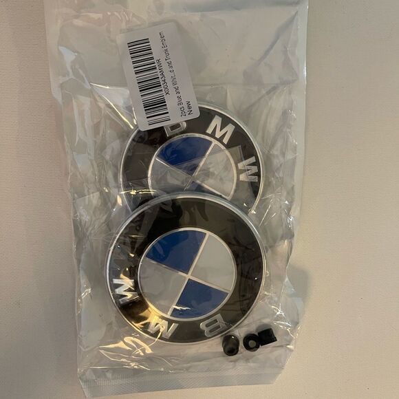 BMW logo Emblems for Hood & Trunk set of 2 Blue & Silver NWT - Picture 7 of 9